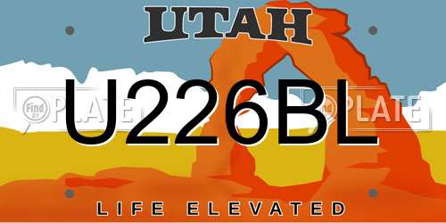 U226BL Utah License Plate