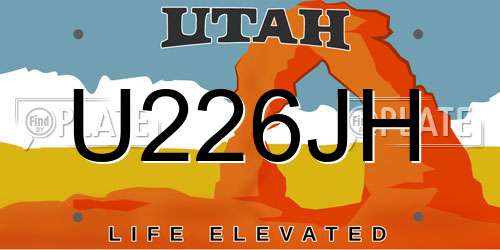 U226JH Utah License Plate