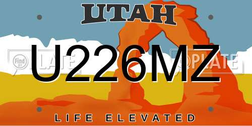 U226MZ Utah License Plate