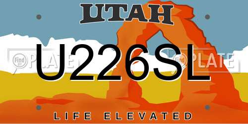 U226SL Utah License Plate