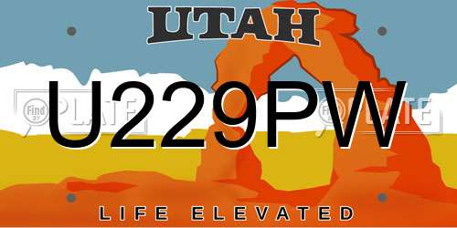 U229PW Utah License Plate