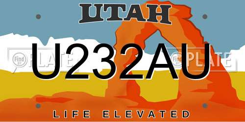 U232AU Utah License Plate