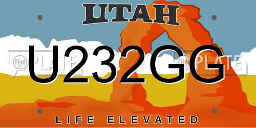 U232GG Utah License Plate