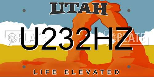 U232HZ Utah License Plate