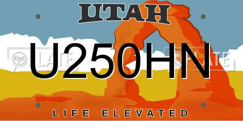 U250HN Utah License Plate