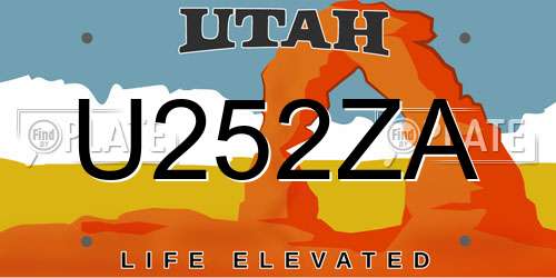 U252ZA Utah License Plate