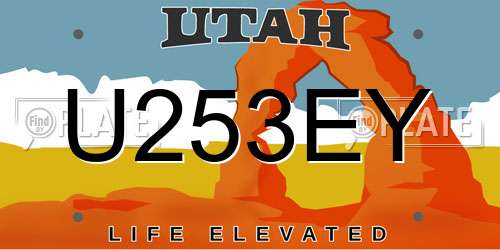 U253EY Utah License Plate