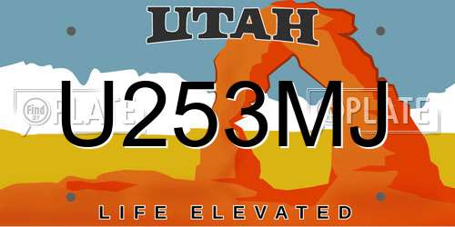 U253MJ Utah License Plate