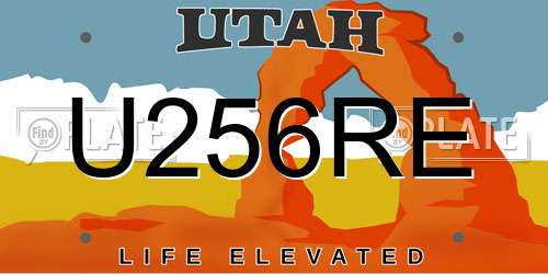 U256RE Utah License Plate