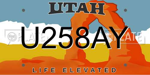 U258AY Utah License Plate