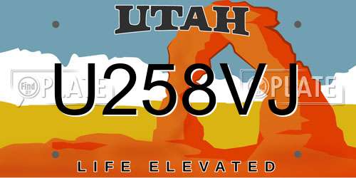 U258VJ Utah License Plate