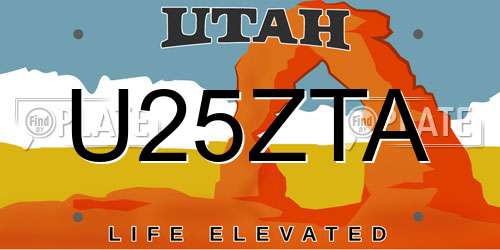 U25ZTA Utah License Plate