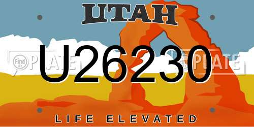 U26230 Utah License Plate