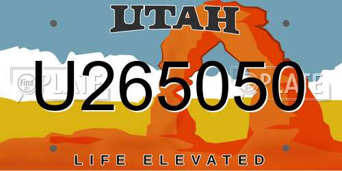 U265050 Utah License Plate
