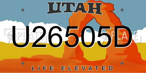 U26505D Utah License Plate