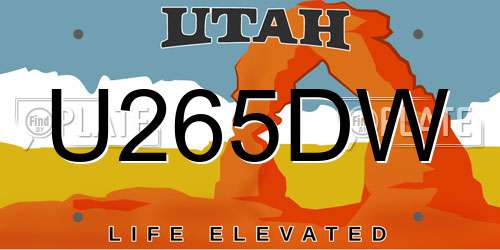 U265DW Utah License Plate