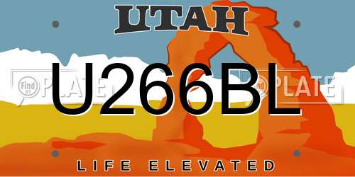 U266BL Utah License Plate