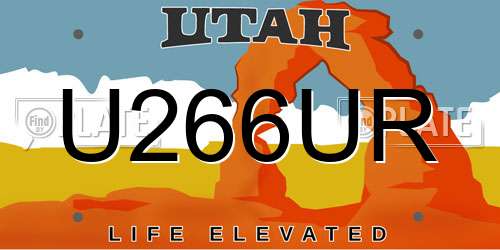 U266UR Utah License Plate