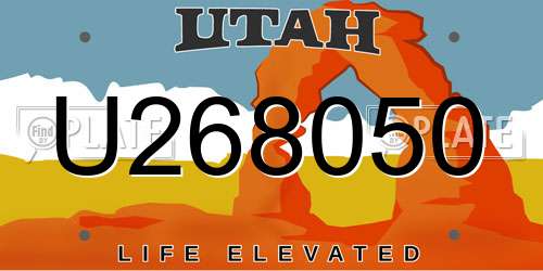 U268050 Utah License Plate