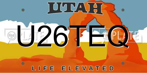 U26TEQ Utah License Plate