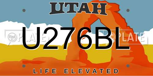 U276BL Utah License Plate