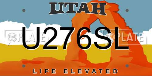 U276SL Utah License Plate