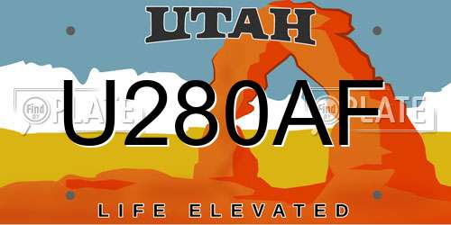 U280AF Utah License Plate