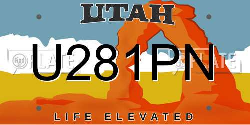 U281PN Utah License Plate