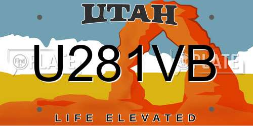 U281VB Utah License Plate