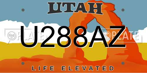 U288AZ Utah License Plate