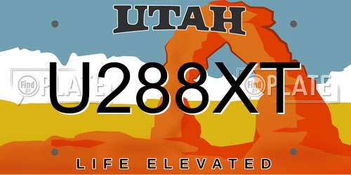 U288XT Utah License Plate