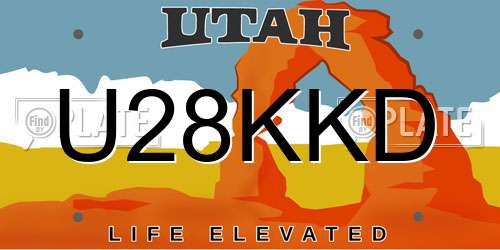 U28KKD Utah License Plate