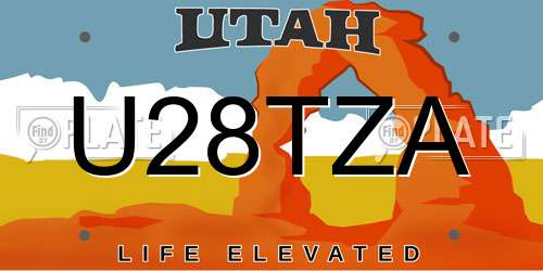 U28TZA Utah License Plate