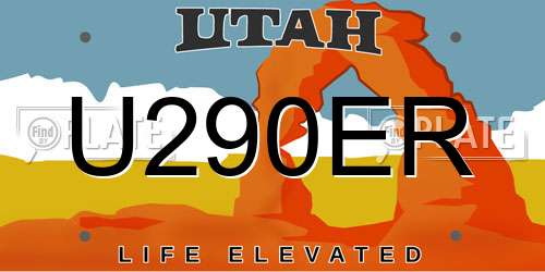 U290ER Utah License Plate