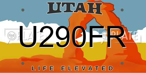 U290FR Utah License Plate