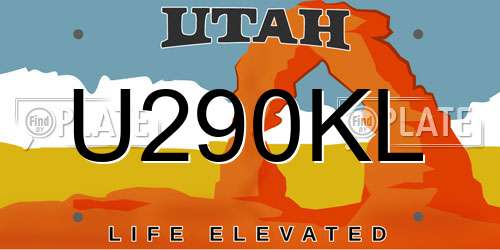 U290KL Utah License Plate