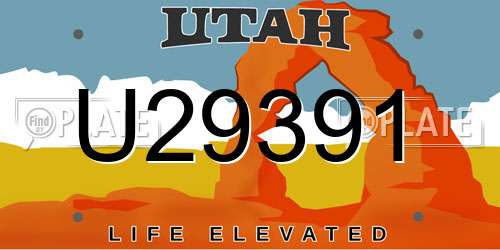 U29391 Utah License Plate