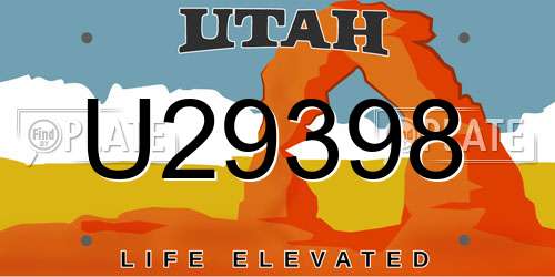 U29398 Utah License Plate