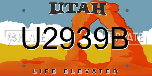 U2939B Utah License Plate