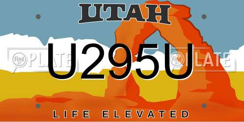U295U Utah License Plate