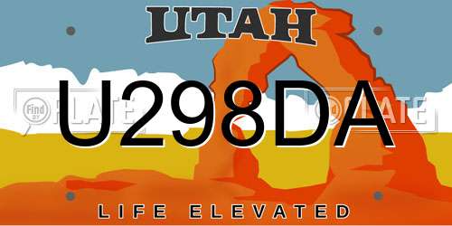 U298DA Utah License Plate