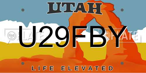 U29FBY Utah License Plate