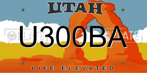 U300BA Utah License Plate