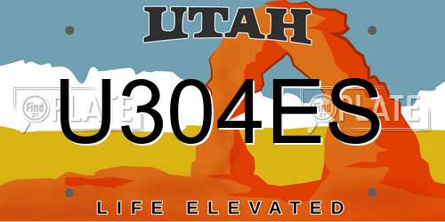 U304ES Utah License Plate