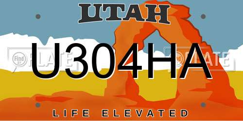 U304HA Utah License Plate