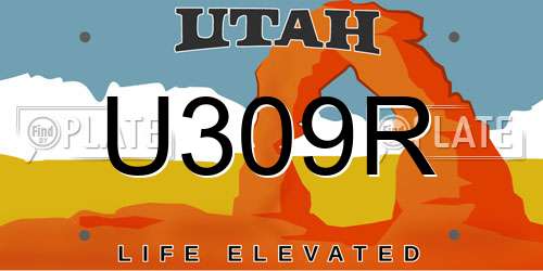 U309R Utah License Plate
