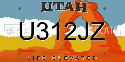 U312JZ Utah License Plate