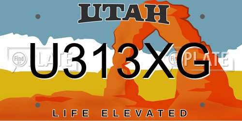 U313XG Utah License Plate