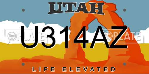U314AZ Utah License Plate