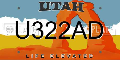 U322AD Utah License Plate